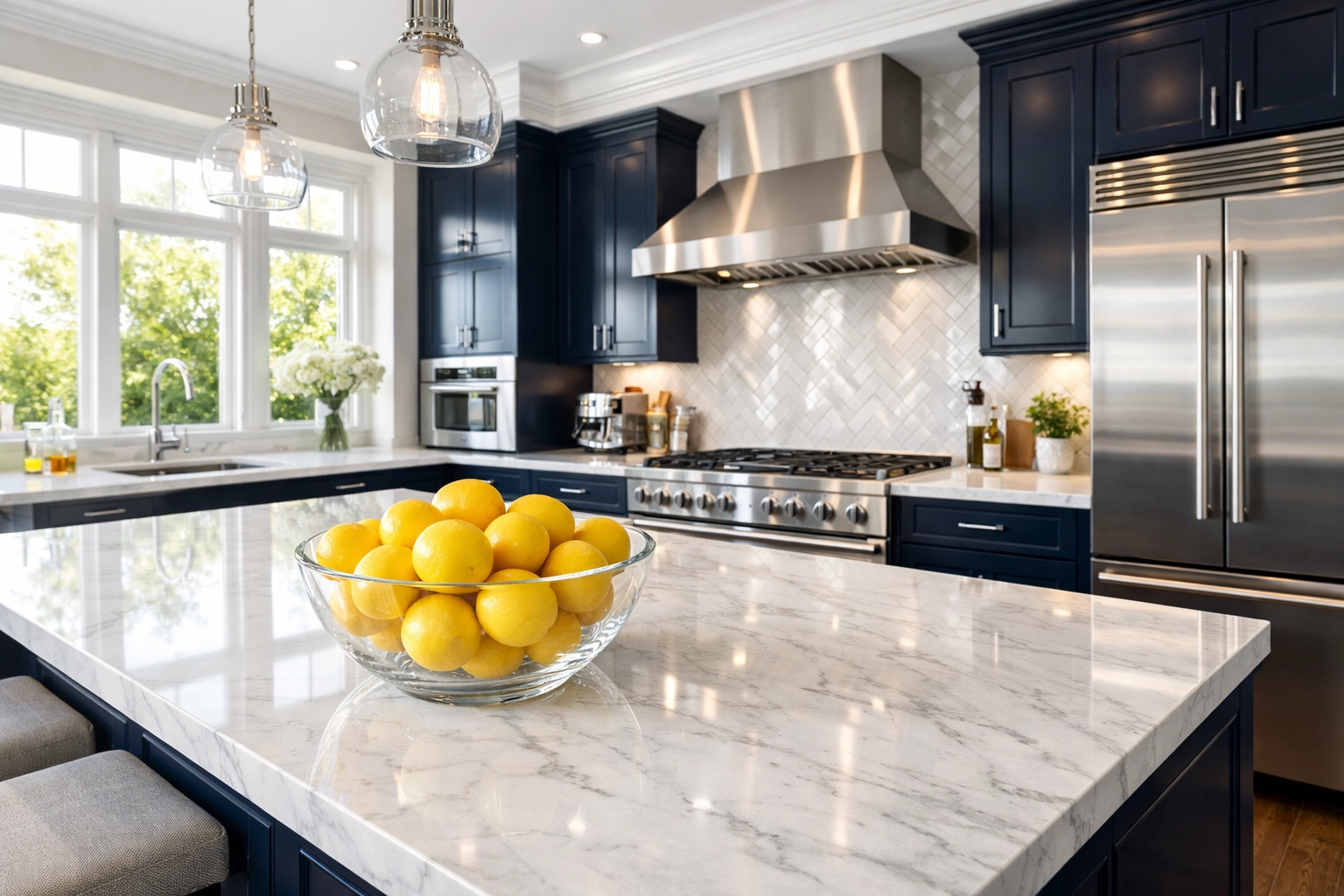Spotless modern kitchen showcasing professional house cleaning service results compared to DIY scrubbing.