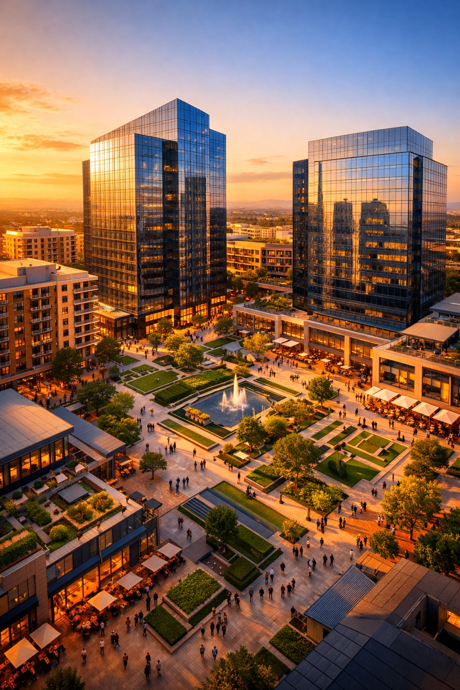 Institutional-grade commercial real estate properties and mixed-use developments