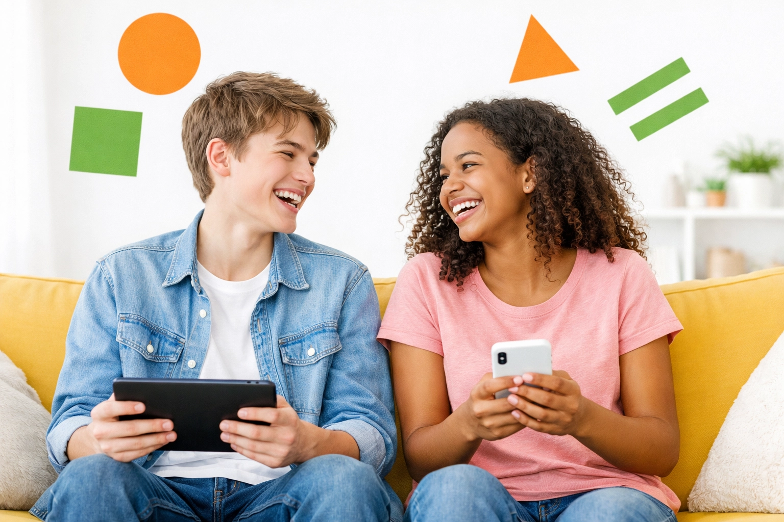 Teens connecting face-to-face while practicing healthy digital habits