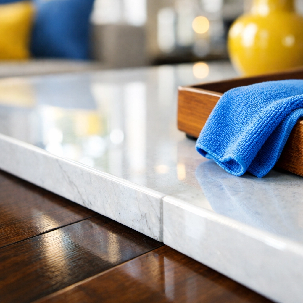 Pristine quartz counters and hardwood floors from a premium house cleaning service in Lynnfield MA.