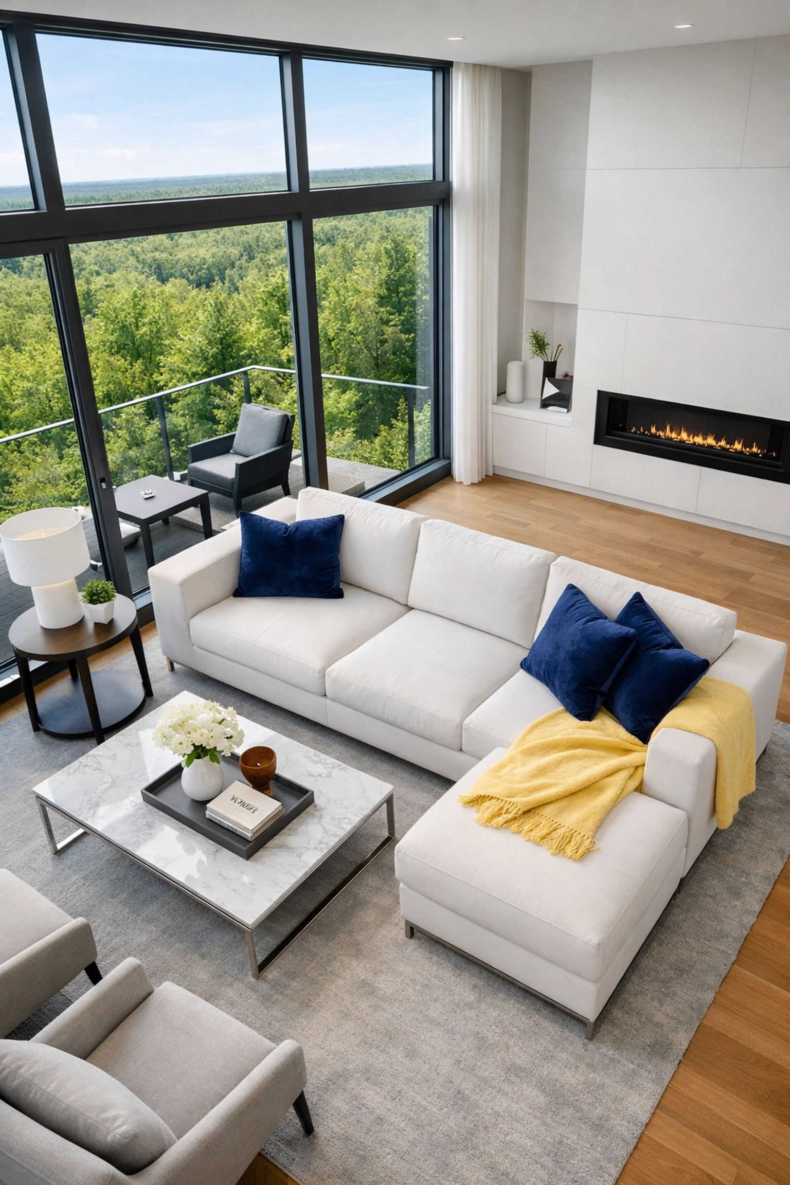 Impeccably clean MetroWest apartment living room highlighting specialized apartment cleaning services.