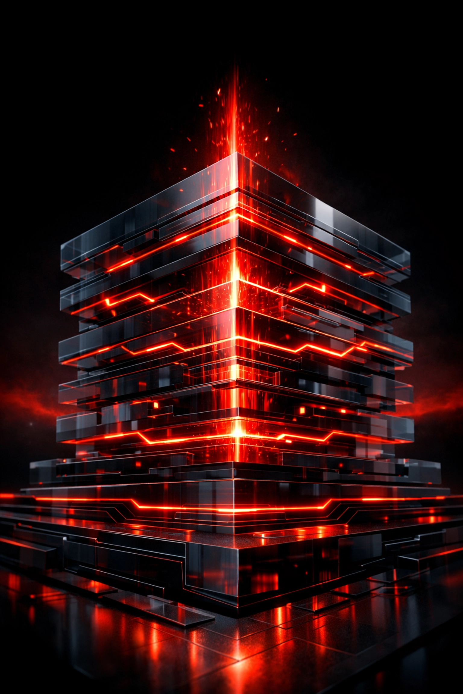 Digital visualization of high-speed data transfer through a website's automated core systems.