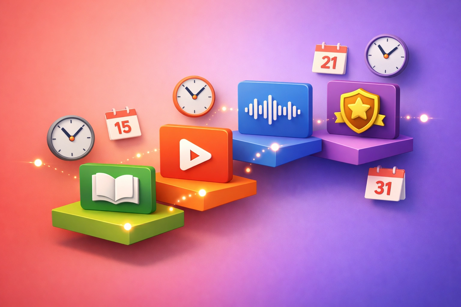 Timeline showing different digital product types from ebooks to membership programs