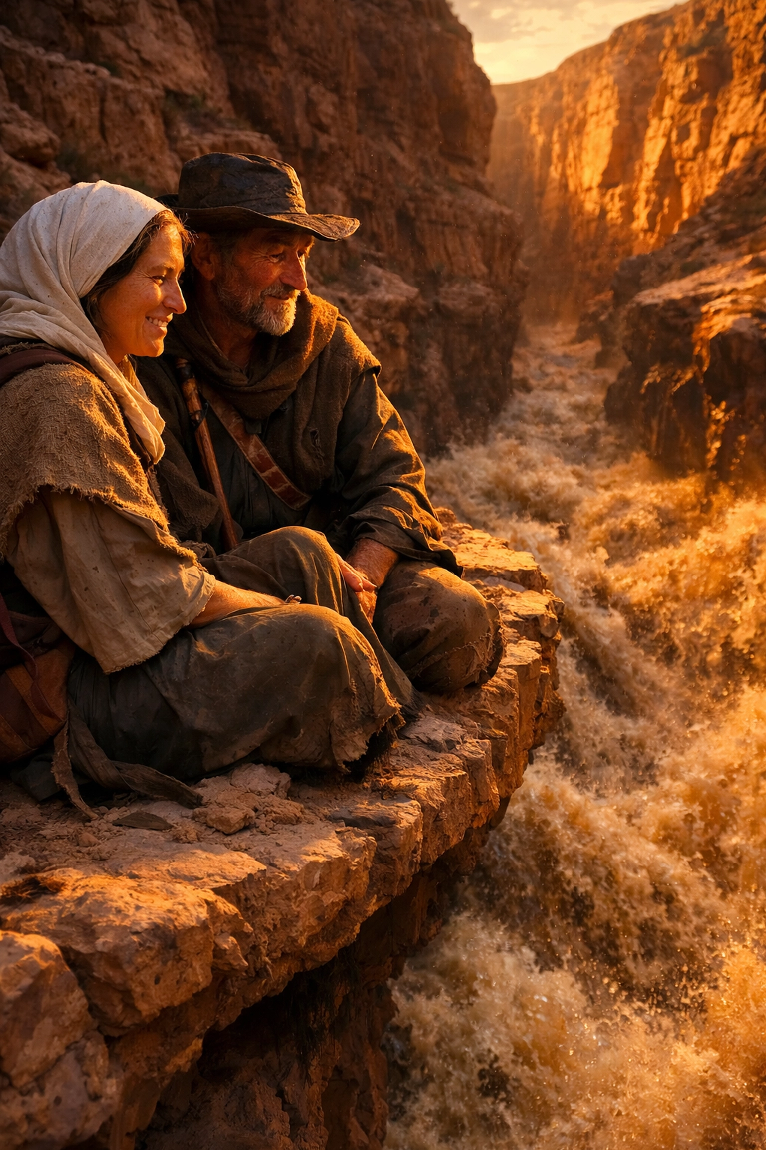 Two pilgrims safe on canyon ledge after flash flood in Painted Desert