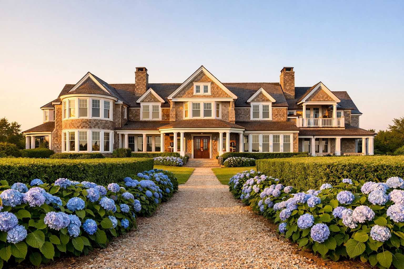 Luxury Nantucket shingle-style mansion featuring high-impact windows for elite estate protection.