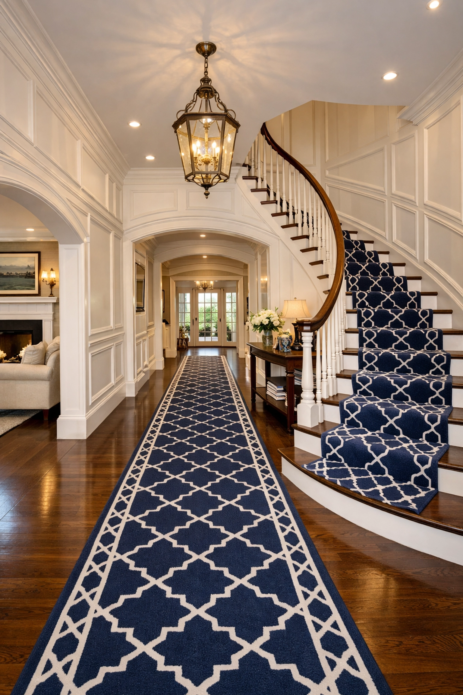 Impeccably clean grand foyer in a Westford home, demonstrating high-end residential cleaning standards.