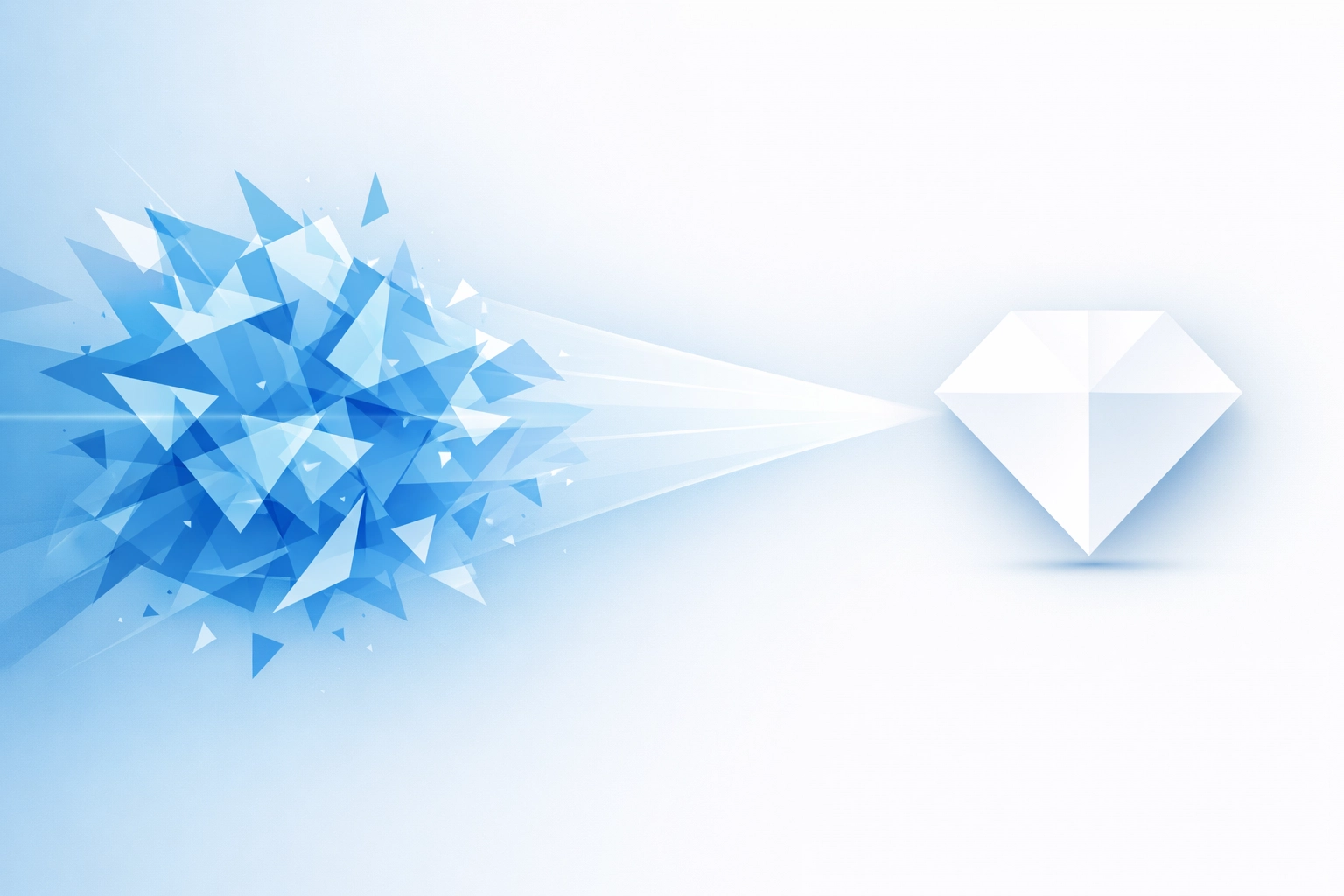 Geometric illustration showing the transition from a cluttered layout to clean, minimalist web design