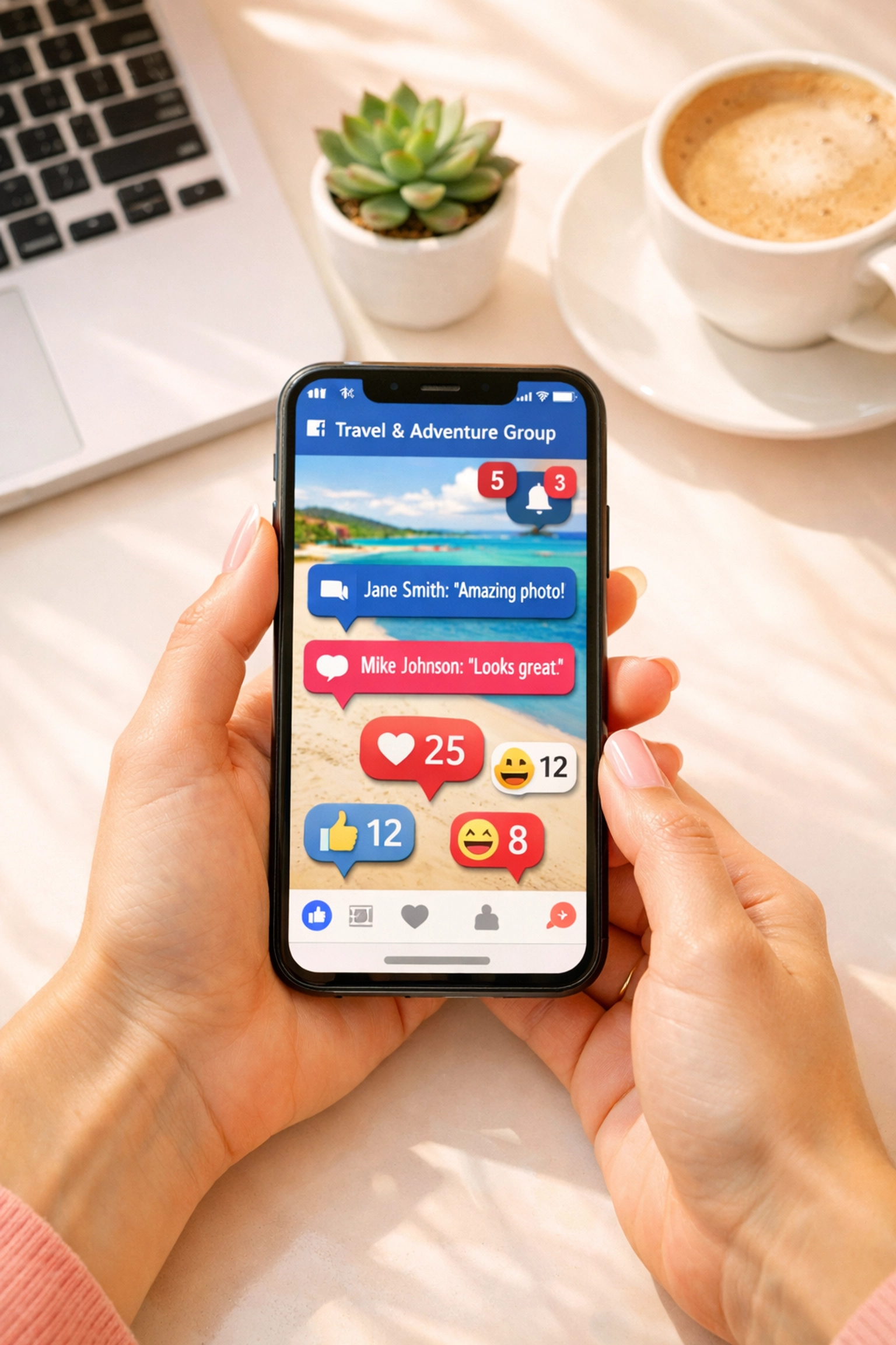 Facebook group engagement notifications on smartphone showing active community discussions