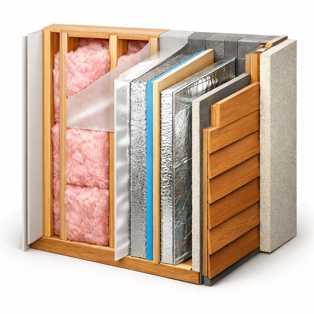 Cross-section of high-performance wall insulation for 7-star energy rated home
