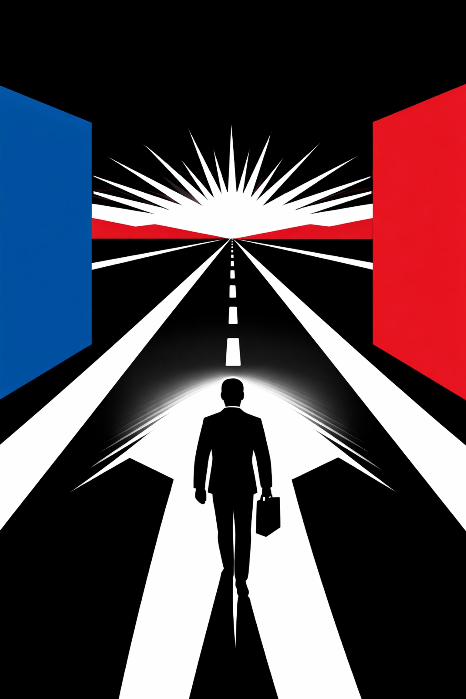 Silhouette of a professional on a road representing a career path in transport management.