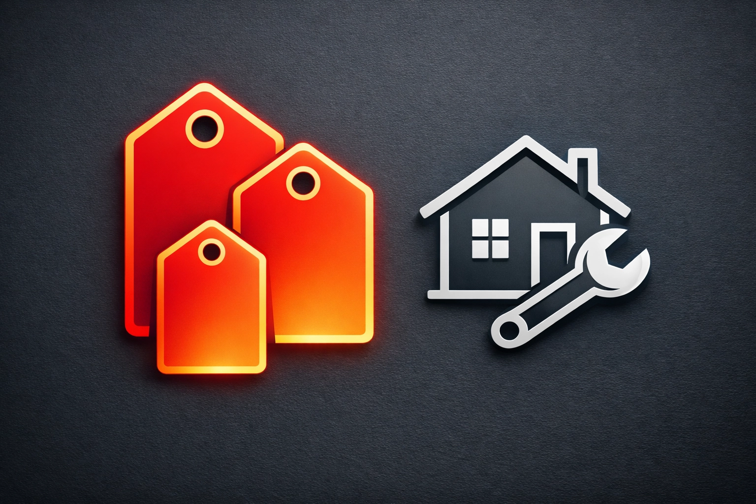 Transparent pricing icons for trade services showing honesty and cost estimation for plumbing or electrical work.