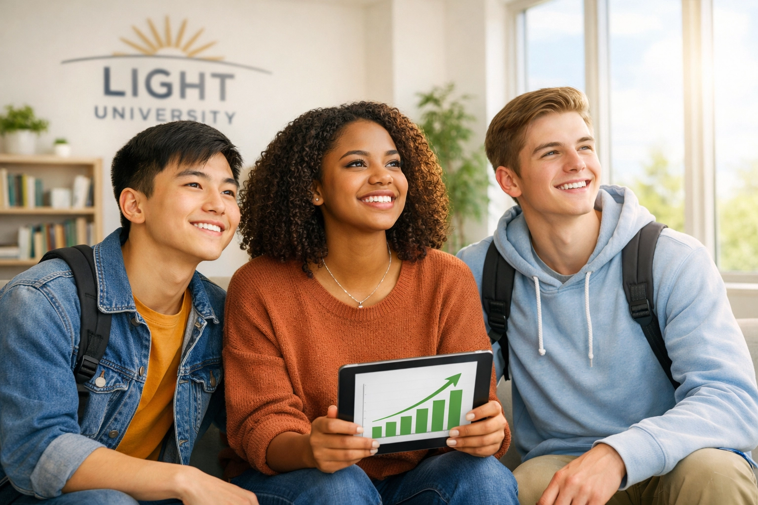 Confident high school students preparing for SAT success with visionary reading strategies.