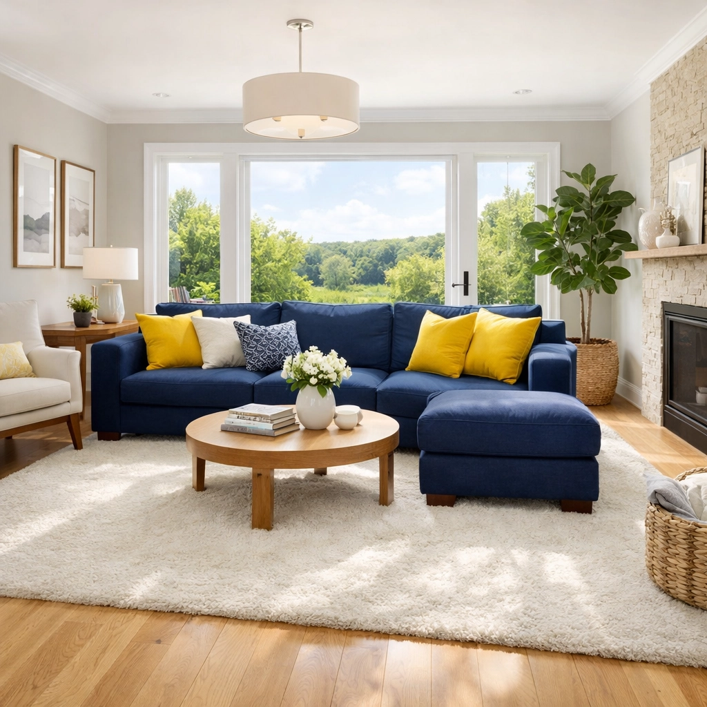 Weekly house cleaning maintains this modern Maynard living room in pristine, showroom condition.