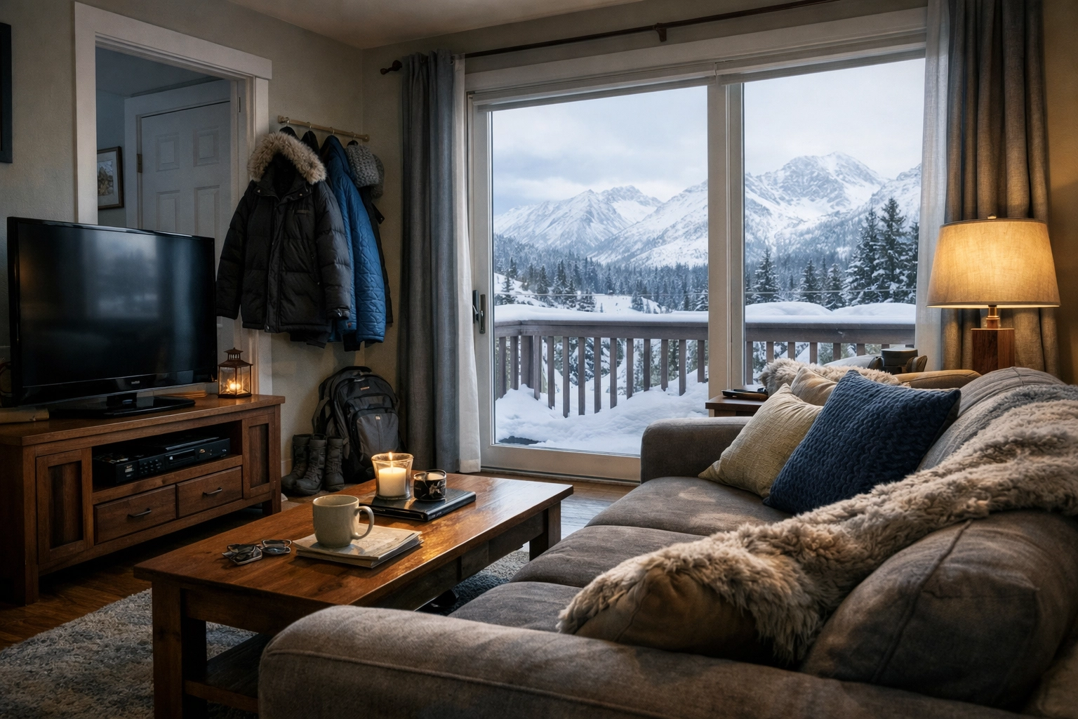 Cozy Anchorage apartment living room with personal belongings protected by renters insurance