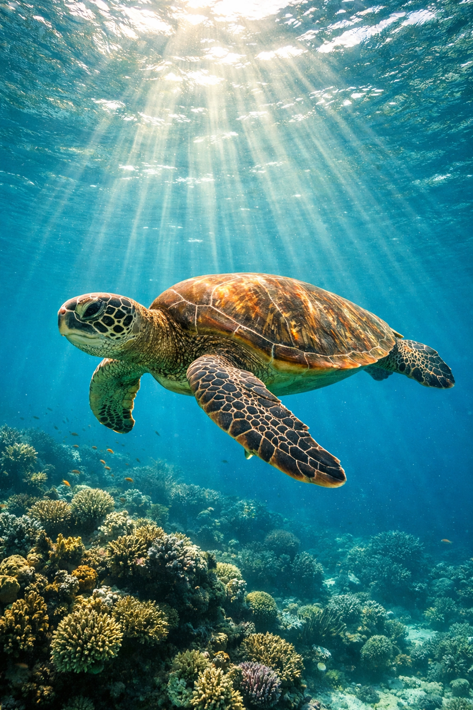 Green Sea Turtle swimming underwater used in ESG-aligned conservation campaigns.