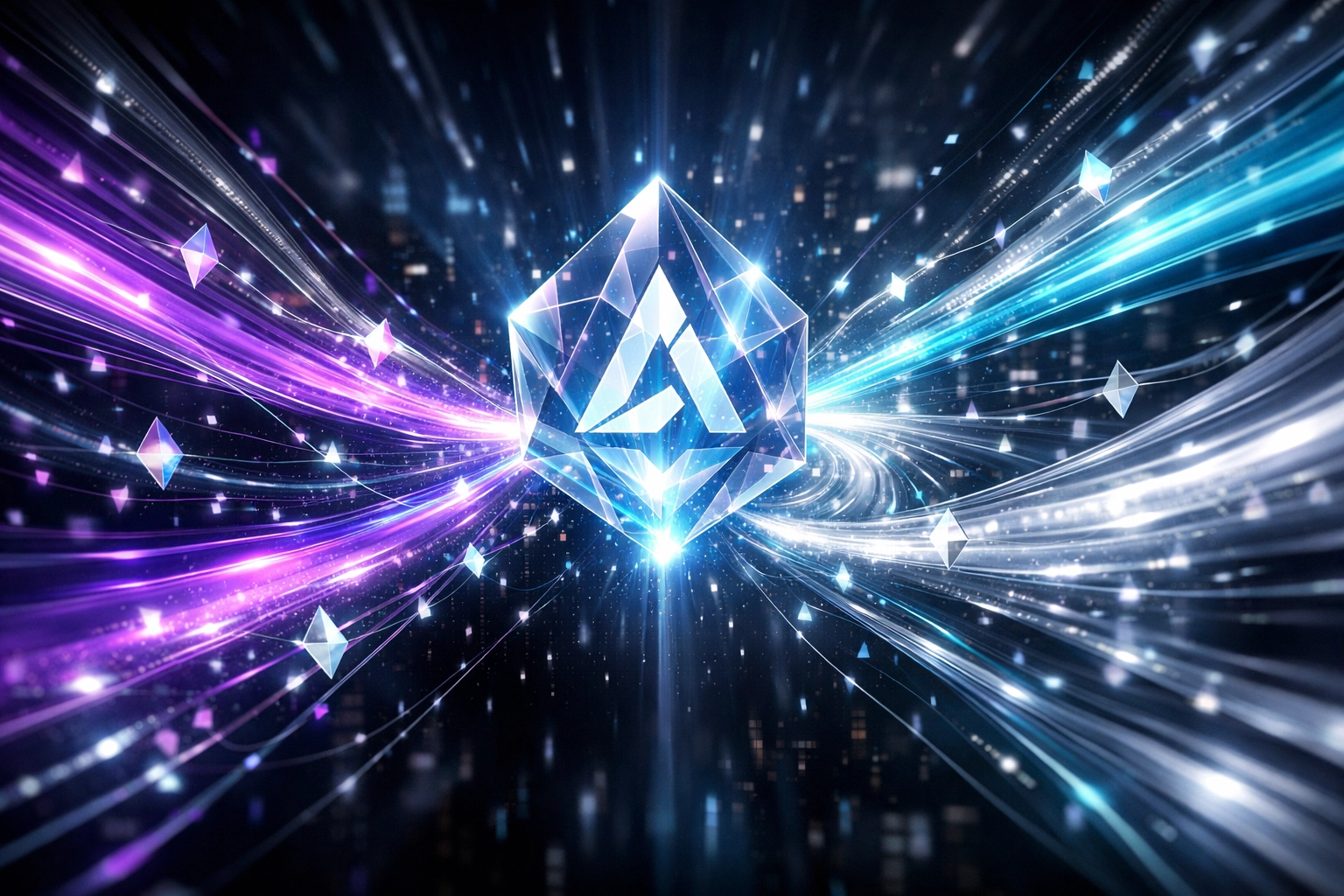 Visualisierung vernetzter Datenströme für moderne Employer Branding Präsenz in KI-Systemen.