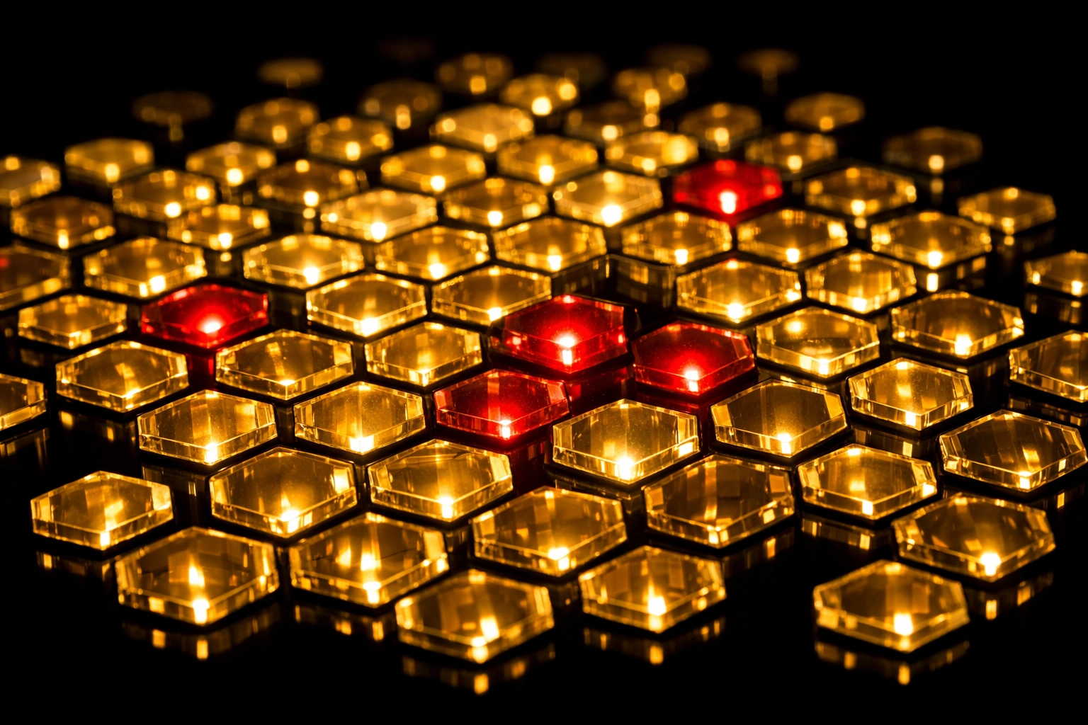 Hexagonal grid showing individual stock losses being harvested within a direct indexing portfolio strategy.