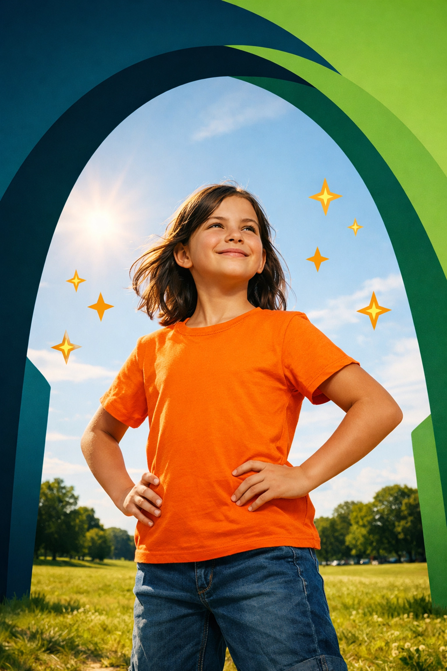 A confident young girl empowered by leadership skills and discovery for her future success.