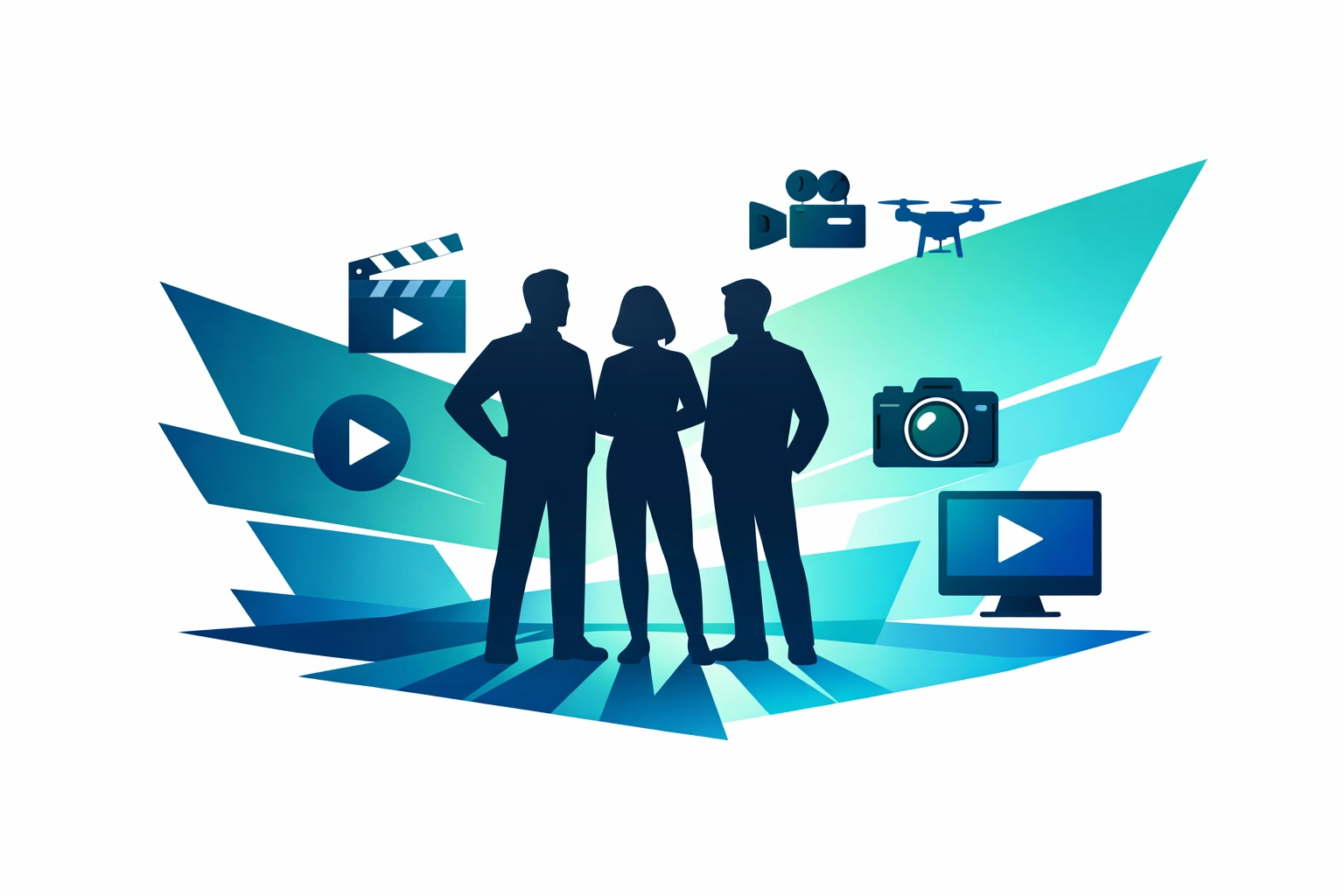 Prehistoric Productions team working together on video project in Saskatoon studio