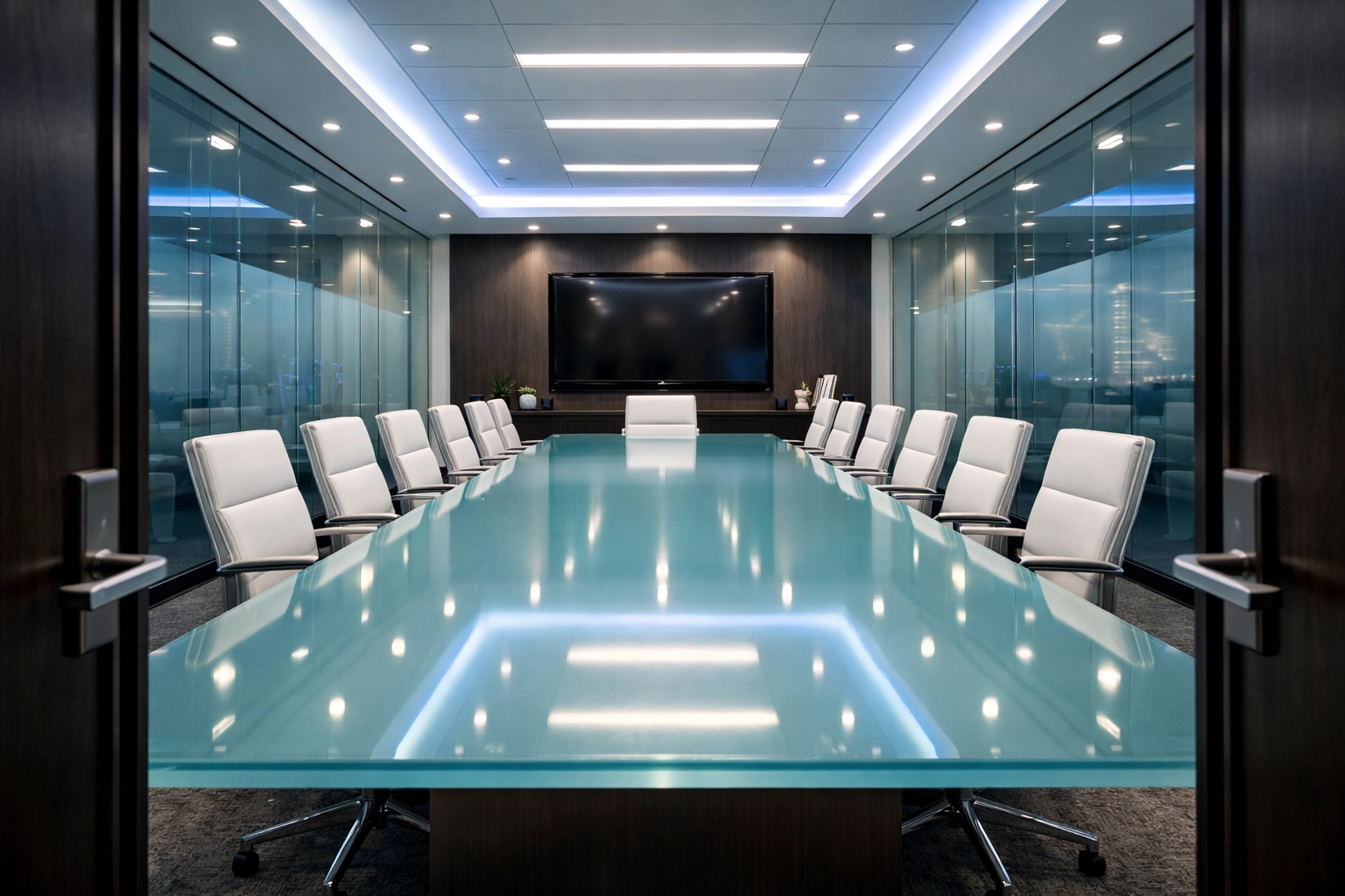 A pristine executive conference room in Carlisle maintained by professional commercial cleaning services.