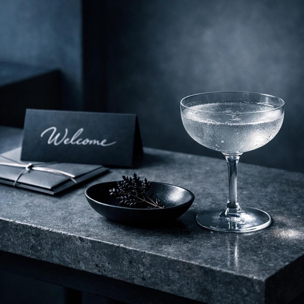 Luxury welcome amenity representing personalized guest incentives that drive direct hotel bookings.