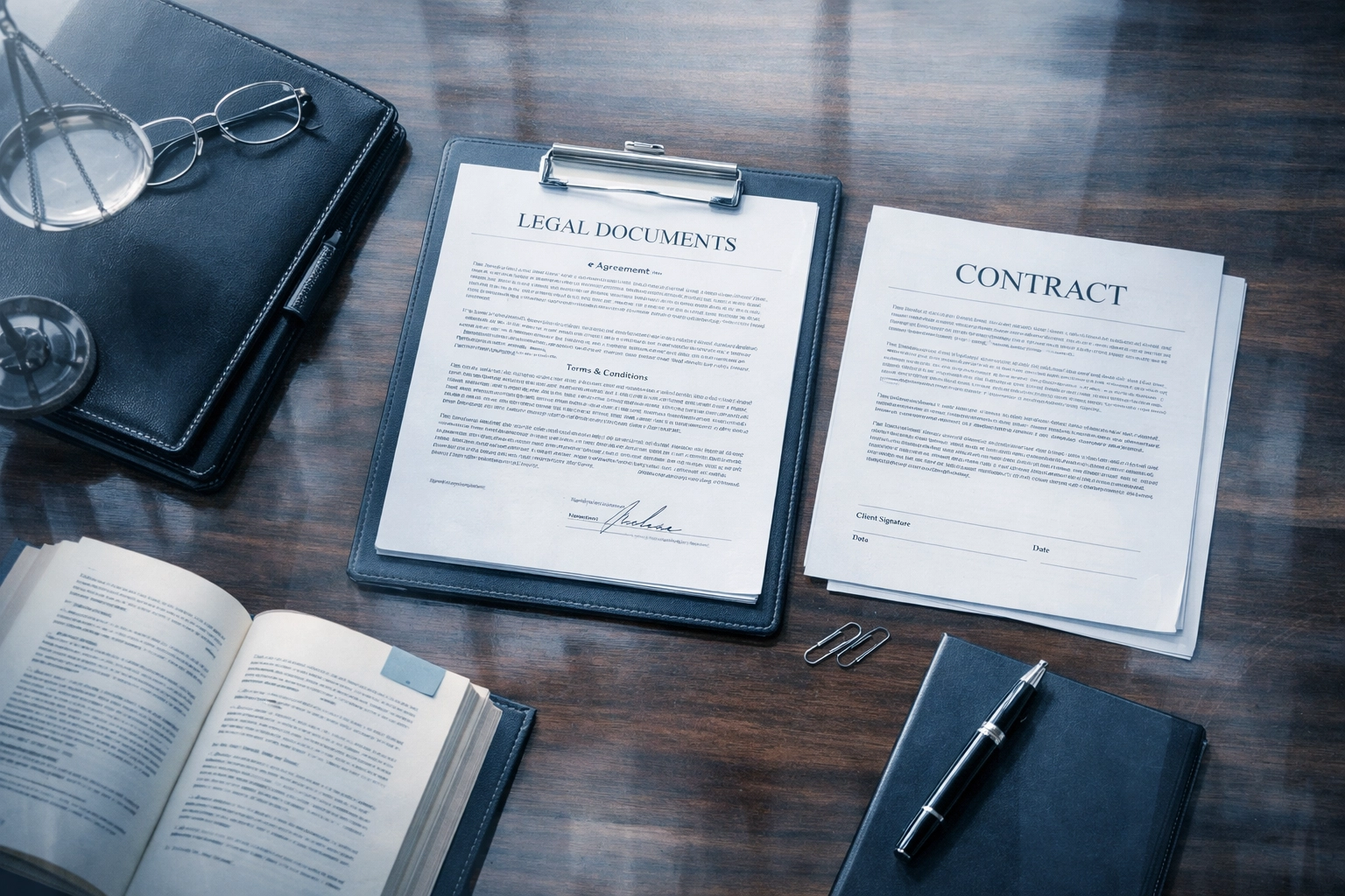 Legal documents and case files for divorce and family law matters