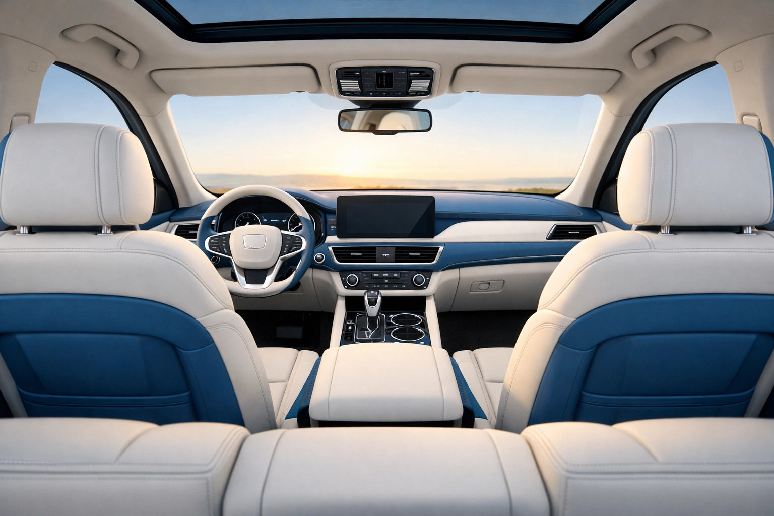 A tidy and organized luxury car interior, perfect to add to your bi weekly house cleaning routine.