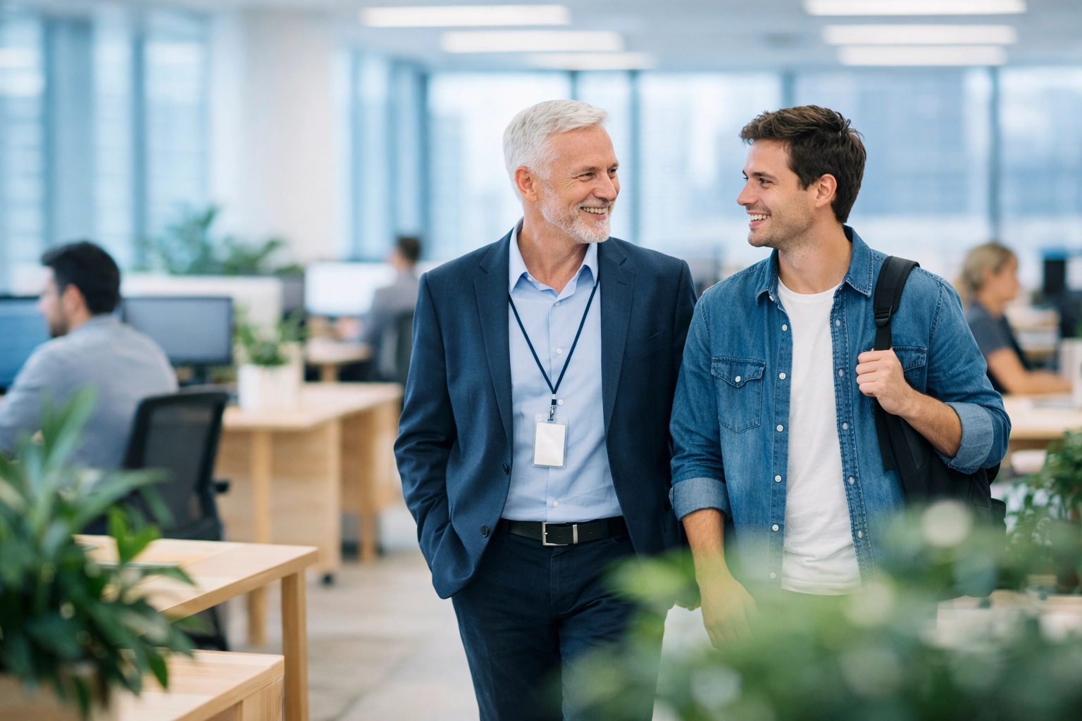 Team collaborating on ServiceNow ITOM and Xanadu release strategies in a modern green workspace.