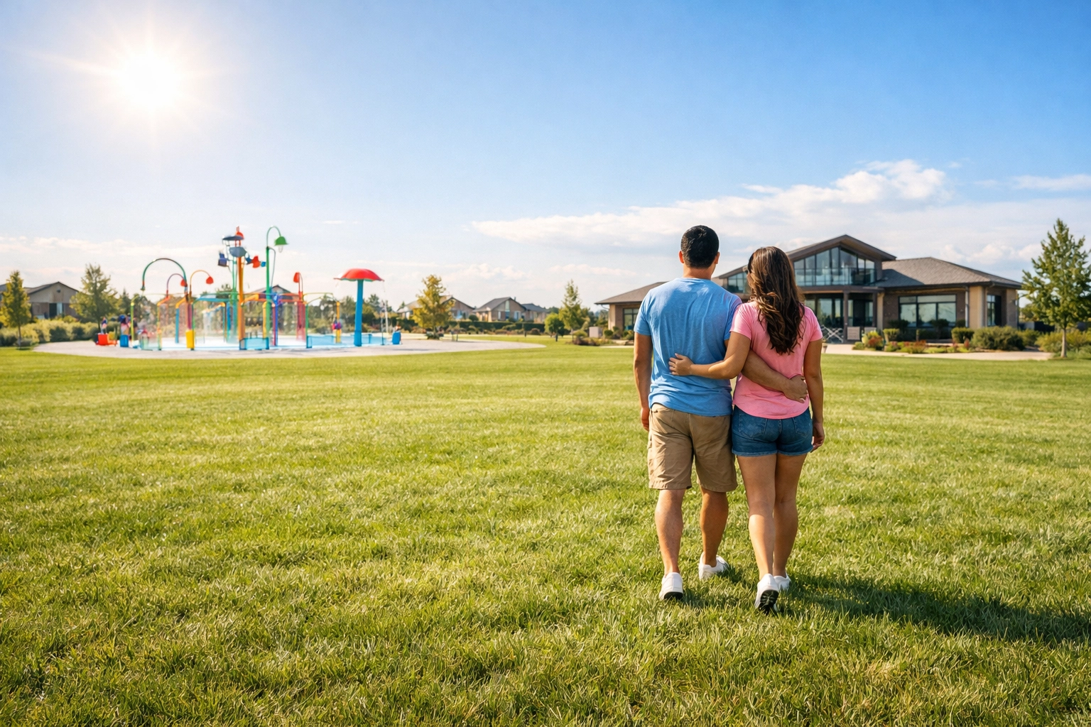 Spacious 50-foot residential lot located near a community splash pad and modern clubhouse.