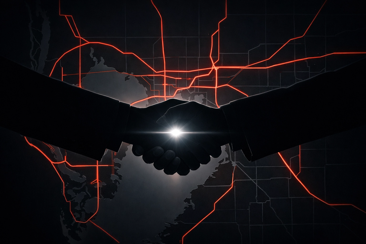 Professional handshake over a Tampa map representing a creative financing deal closed by a business broker Tampa.