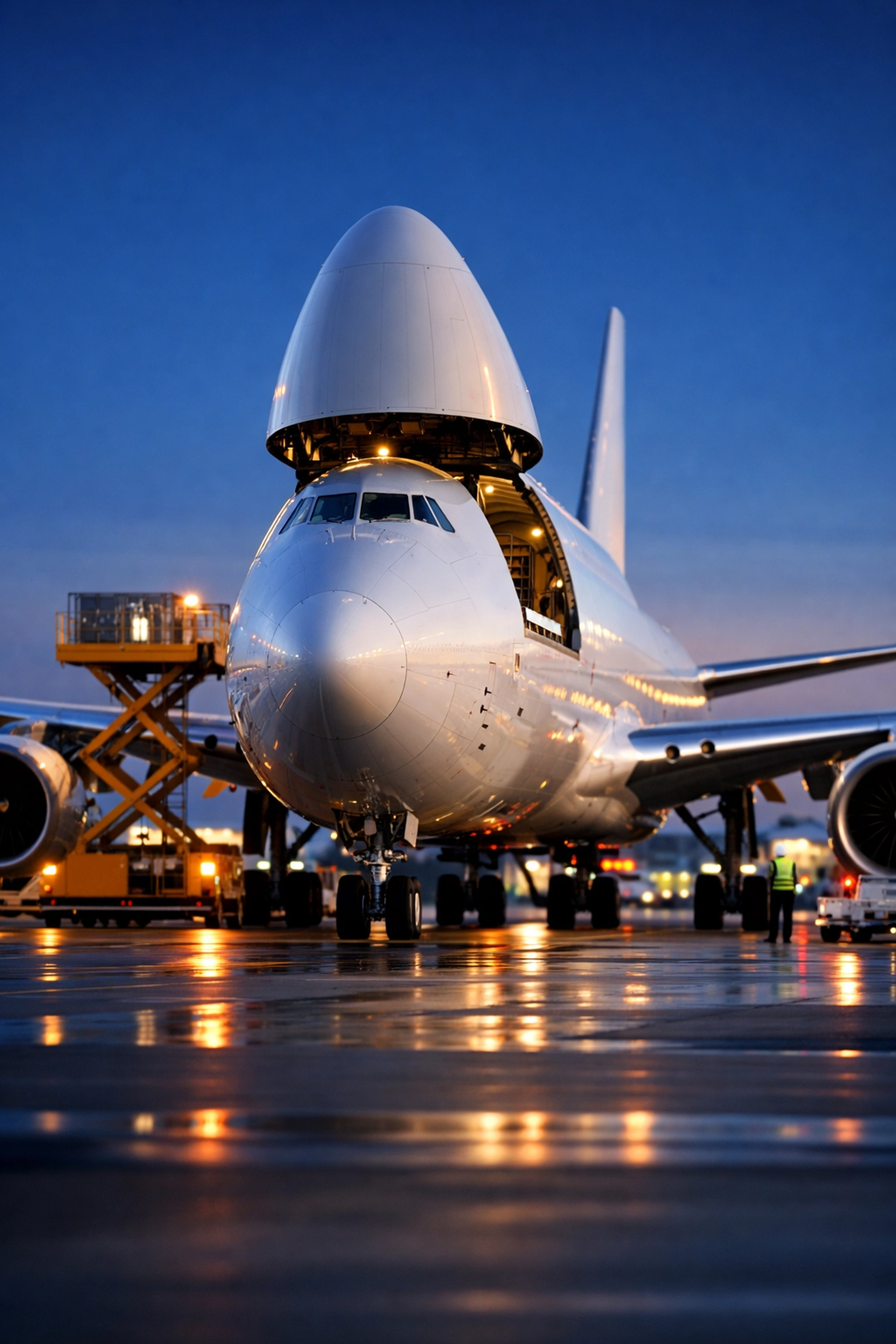 Cargo aircraft at a terminal highlighting air freight transit times and logistical efficiency for UK-USA trade.