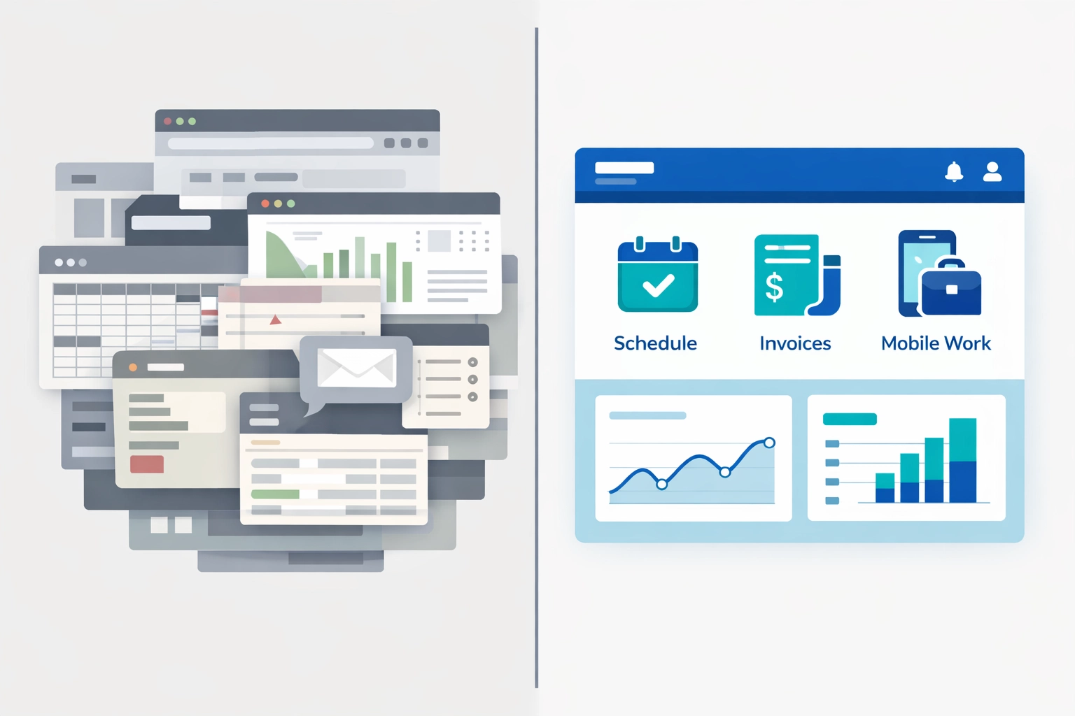 Comparison of simple locksmith business software vs complex overwhelming enterprise platforms