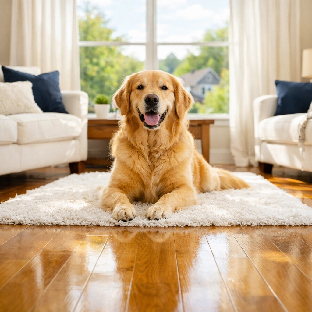 Sunny living room sanitized with eco-friendly move-in cleaning services by The Cleaning Ninjas Inc.