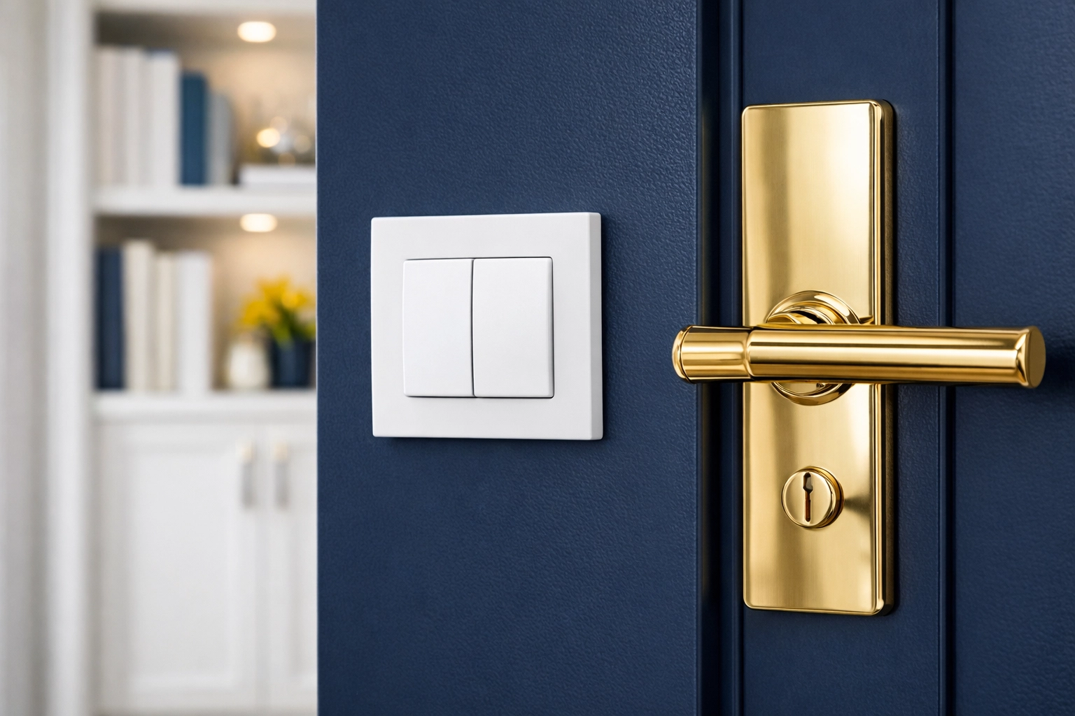 Sanitized light switch and door handle from a professional move-in/move-out cleaning Lowell.