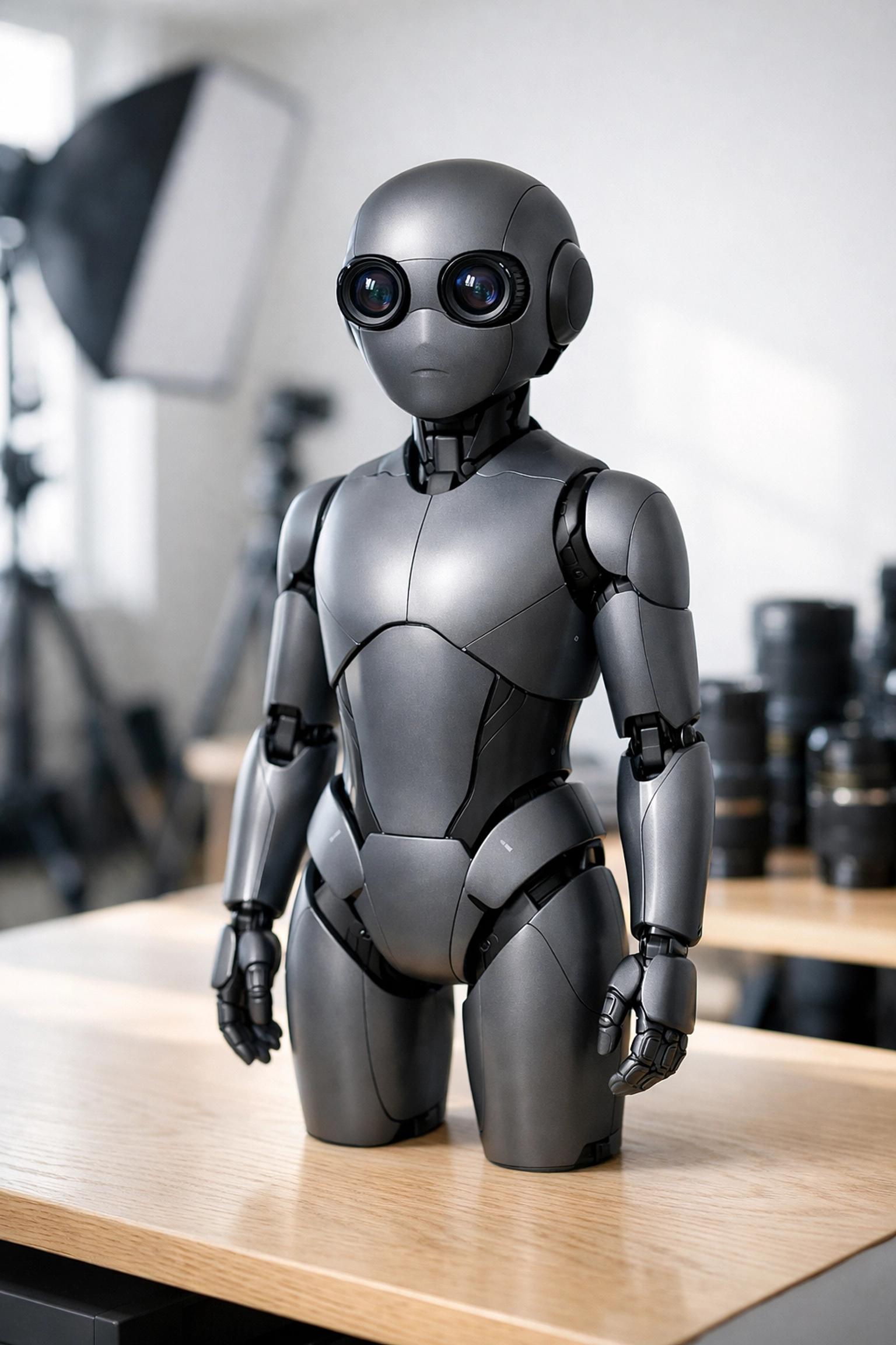 Robotic camera assistant in a modern photography studio representing the latest photography trends.