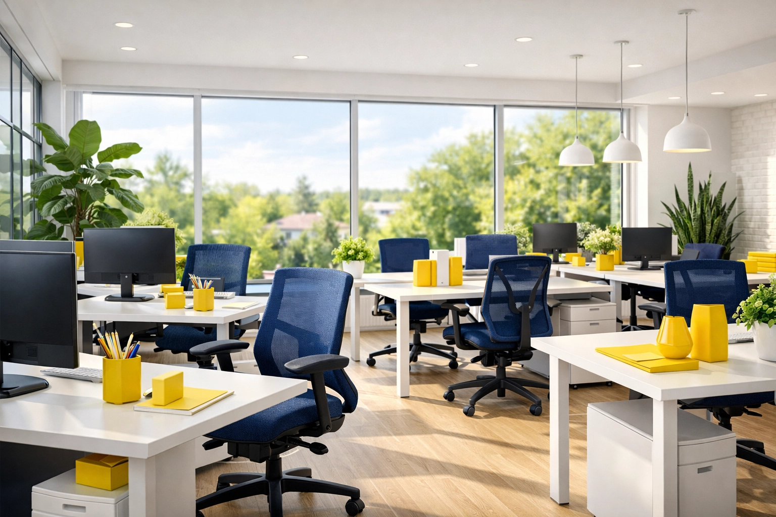 Clean, professional office interior in Acton, MA, optimized for employee health and workplace wellness.