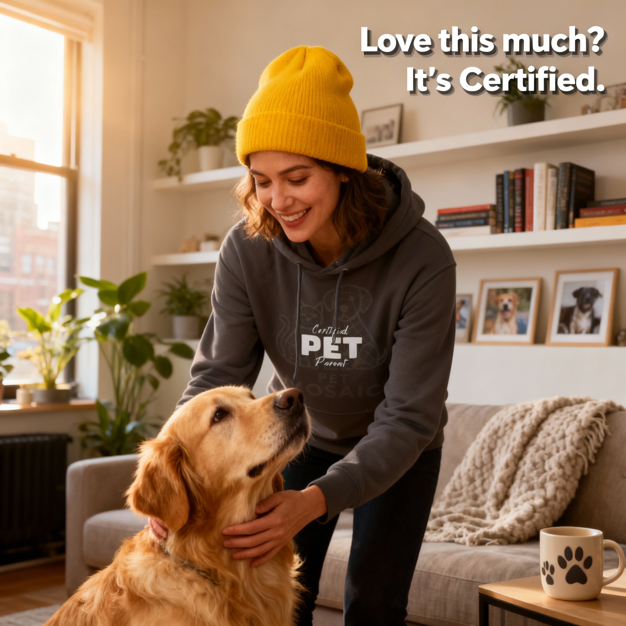 Certified Pet Parent Living Room Scene