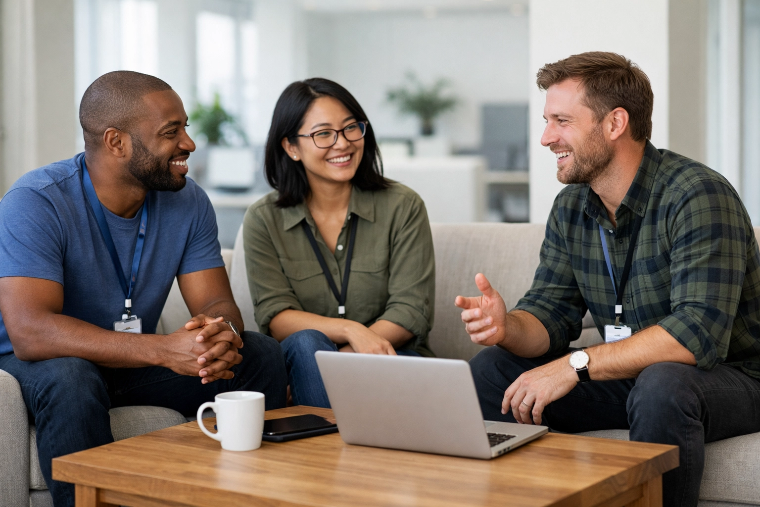 A productive IT team collaborating on ServiceNow ITOM strategies to reduce alert fatigue and boost efficiency.