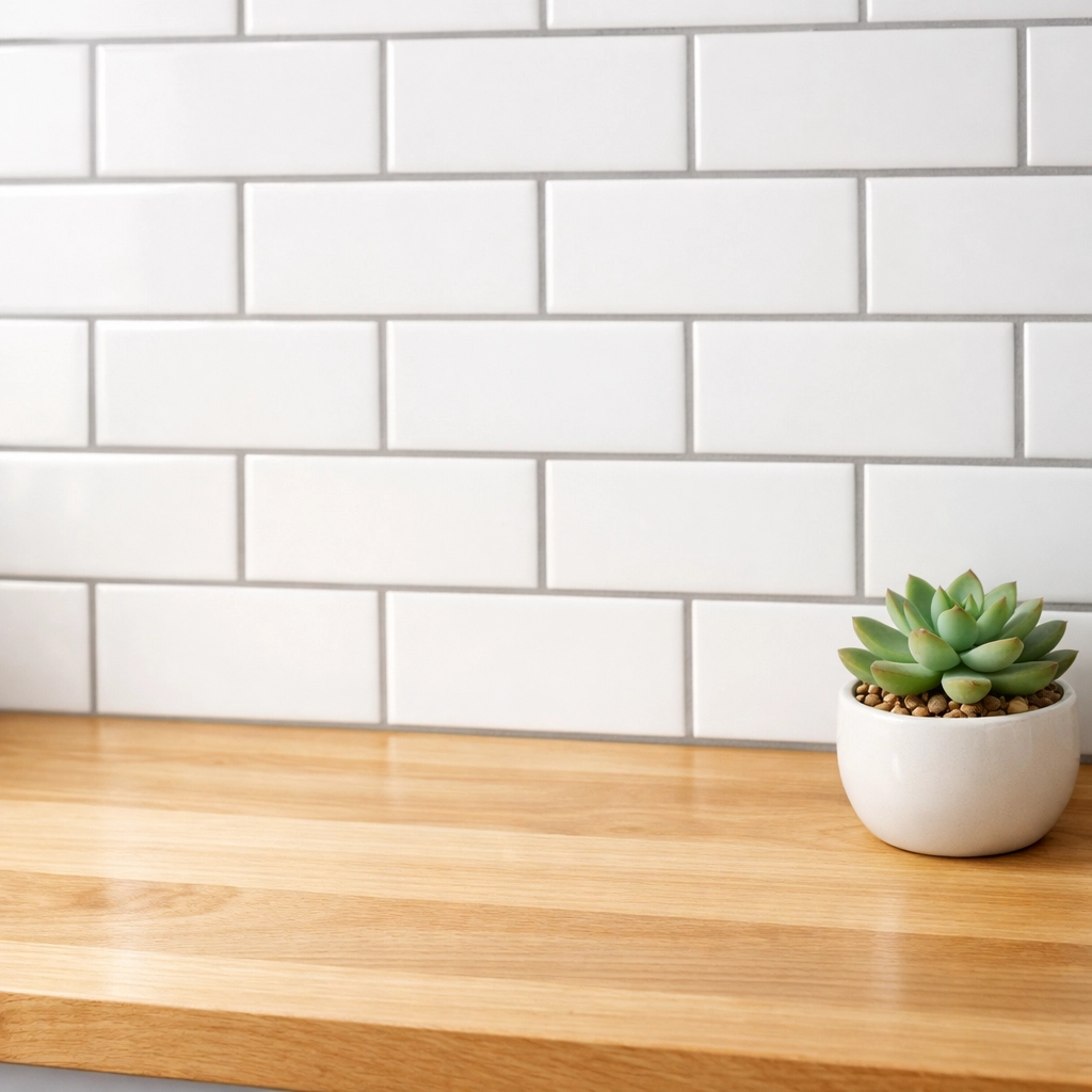 Modern kitchen refresh featuring white subway tile backsplash to increase Saskatoon rental property value.