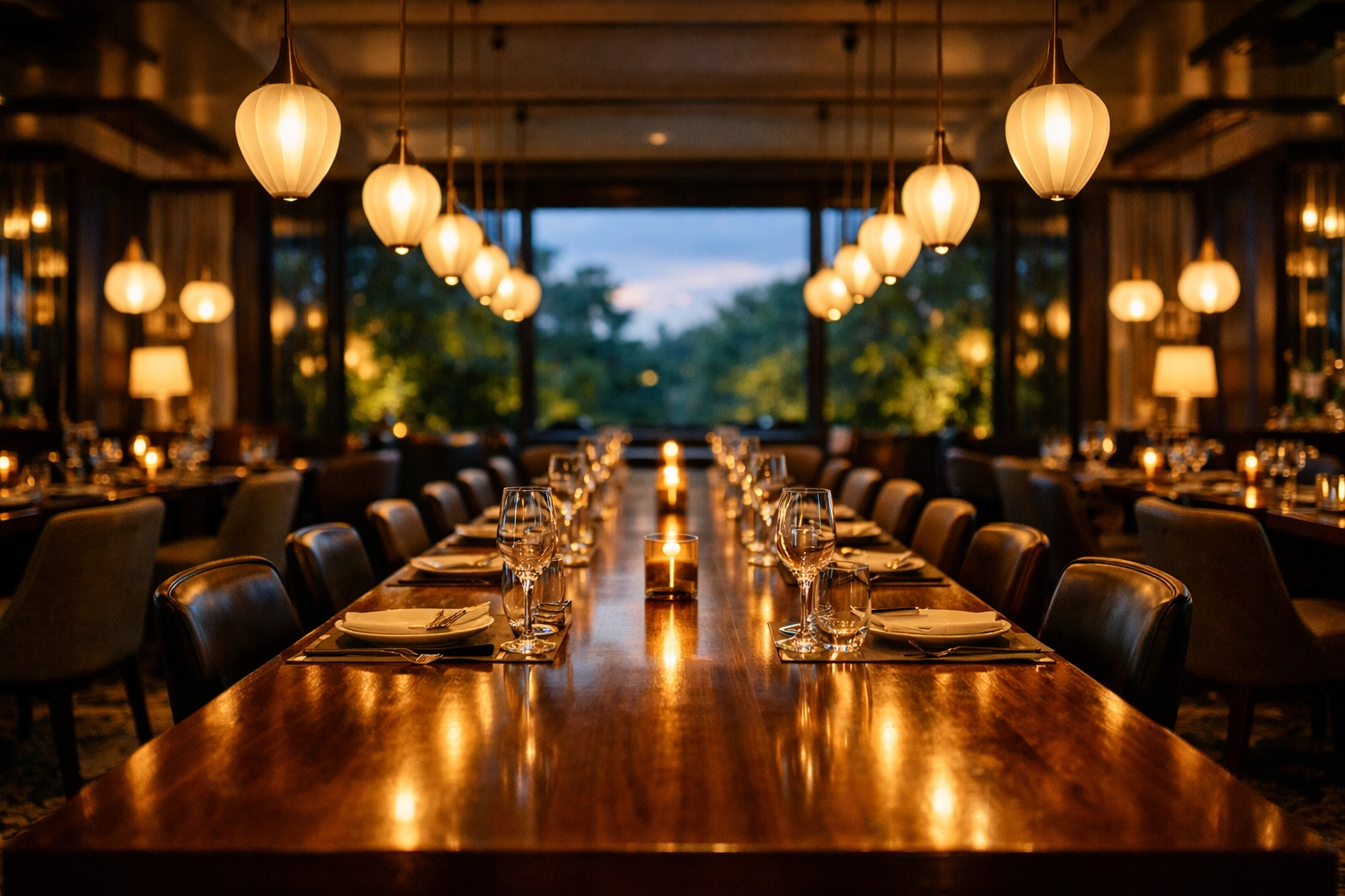 Elegant modern restaurant dining room interior showcasing growth from restaurant business loans.
