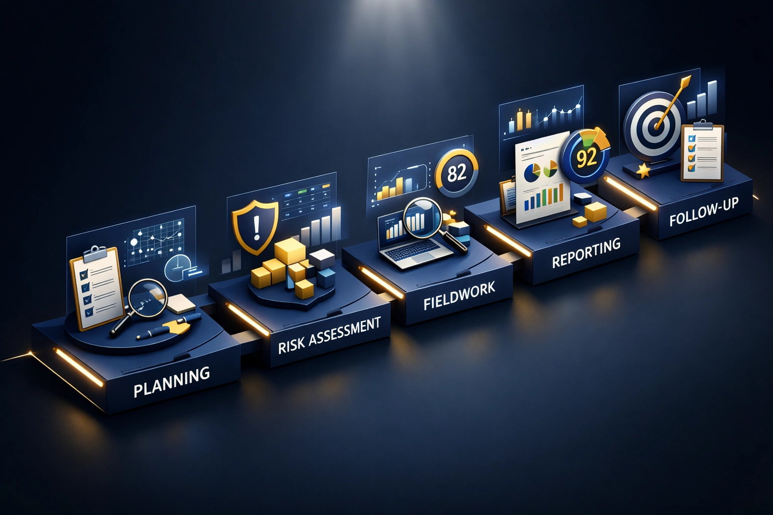 Five-phase ServiceNow ROI audit framework with ITOM and ITAM health score analytics