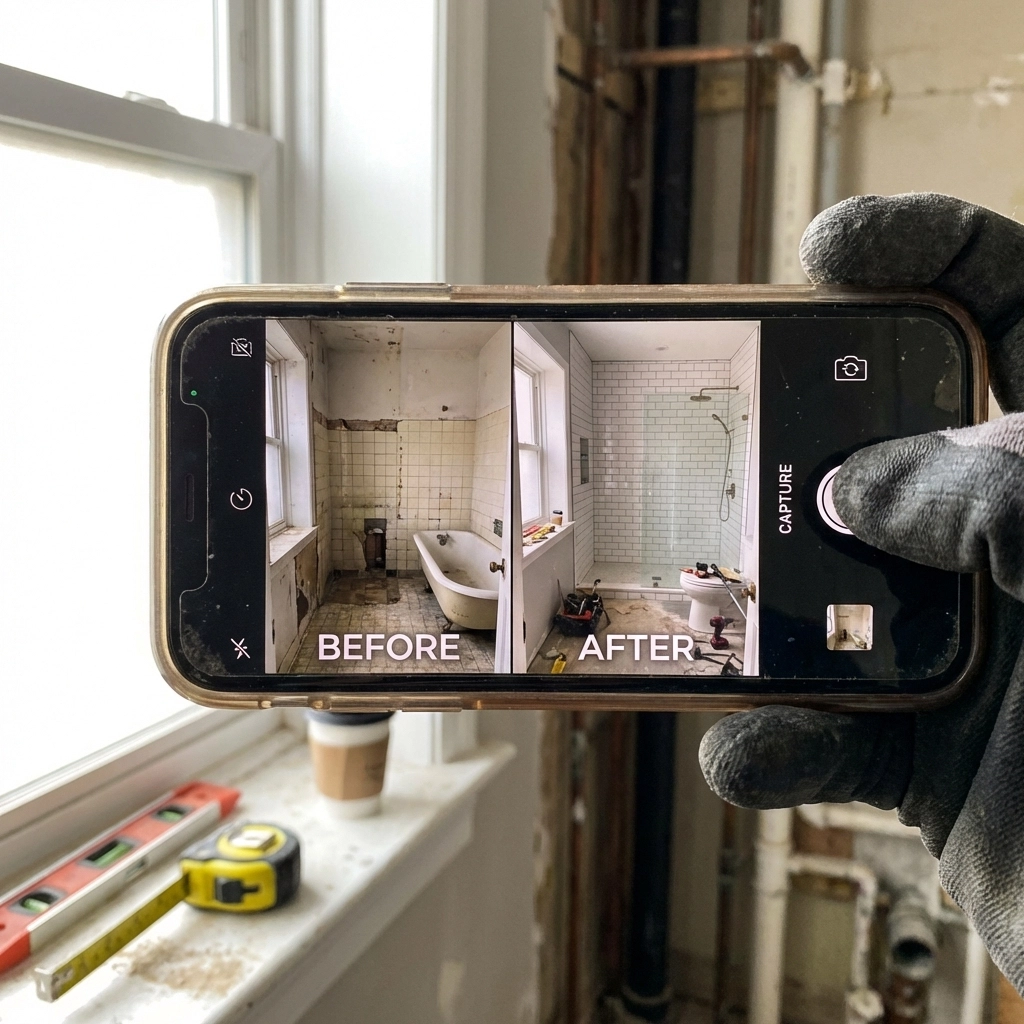 Contractor sending before/after photos