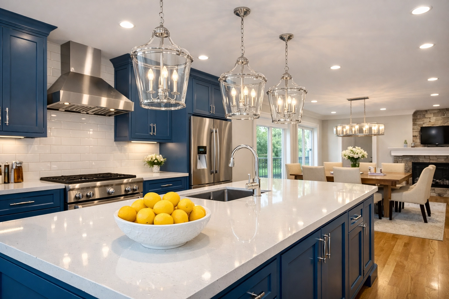 Beautifully clean modern kitchen following a professional post construction cleaning Bedford.