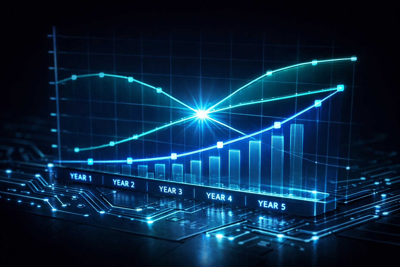 Cost comparison graph showing custom software development vs off-the-shelf subscription long-term investment