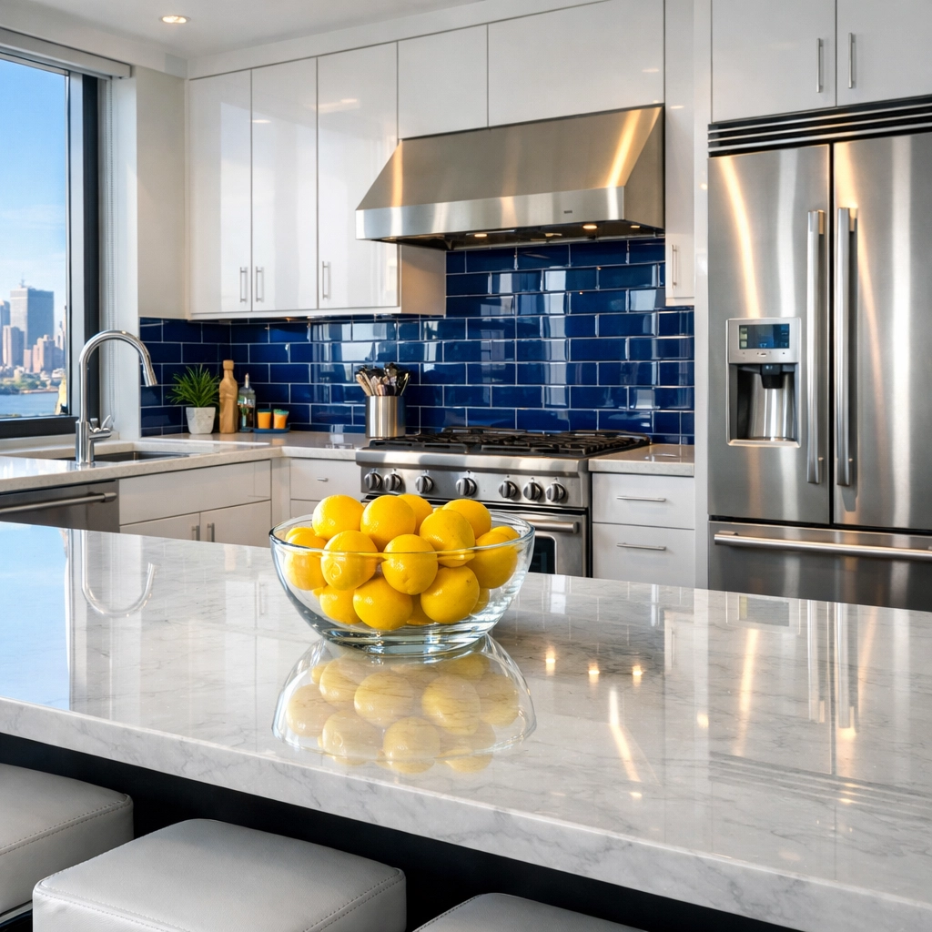 Deeply cleaned modern kitchen in a Boston apartment with sparkling surfaces for a successful move-out walkthrough.