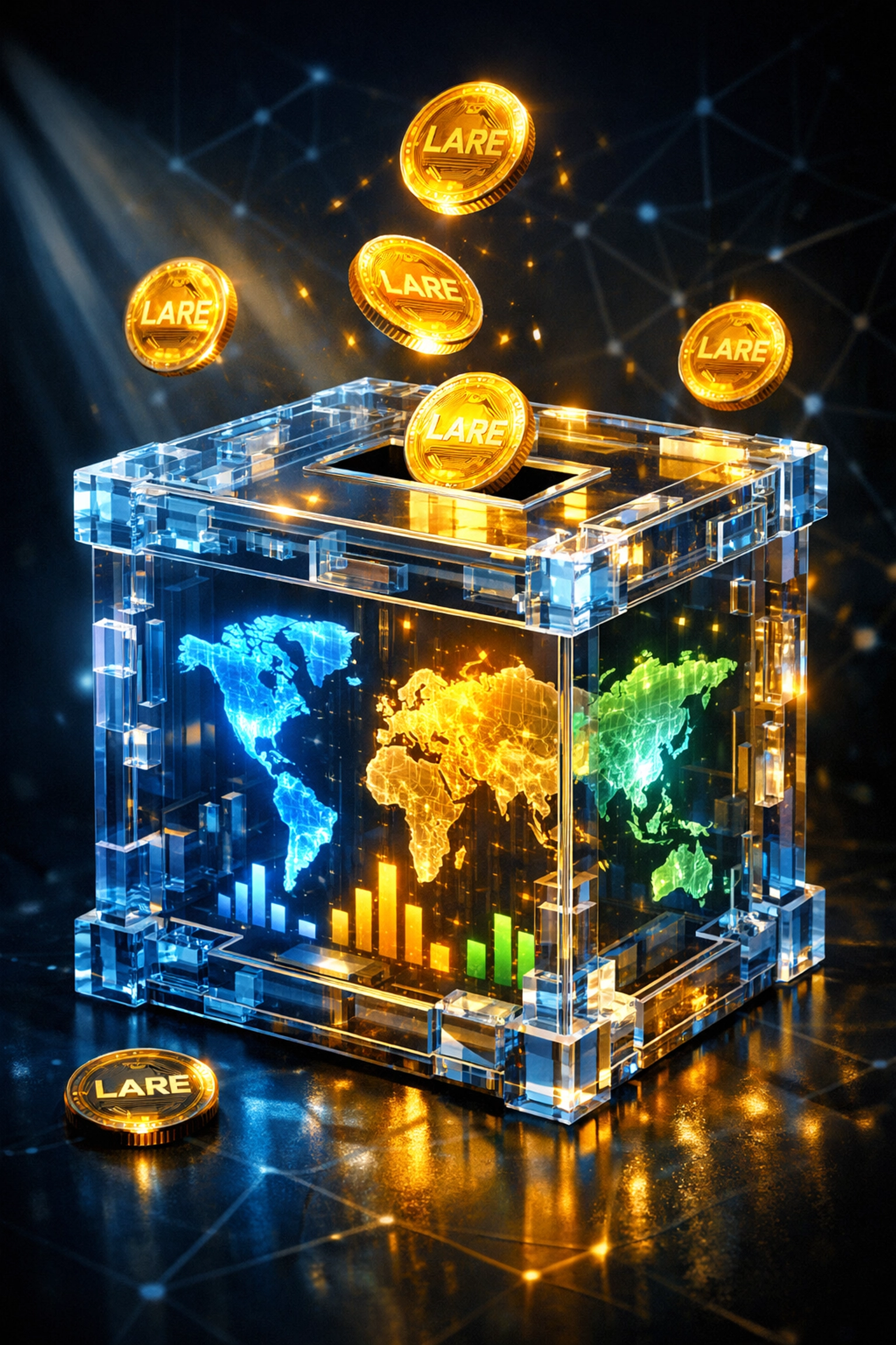 LARE token holder DAO voting system directing charitable crypto payment allocations globally