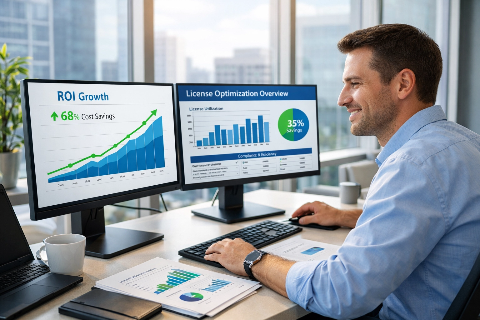 ServiceNow ROI analysis showing license optimization savings and infrastructure cost reduction metrics
