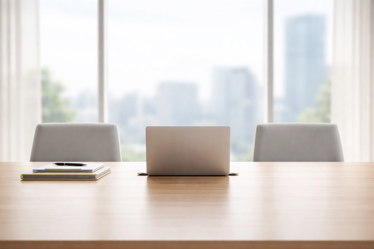 Minimal office conference table symbolizing scalable tax practices with AI automation
