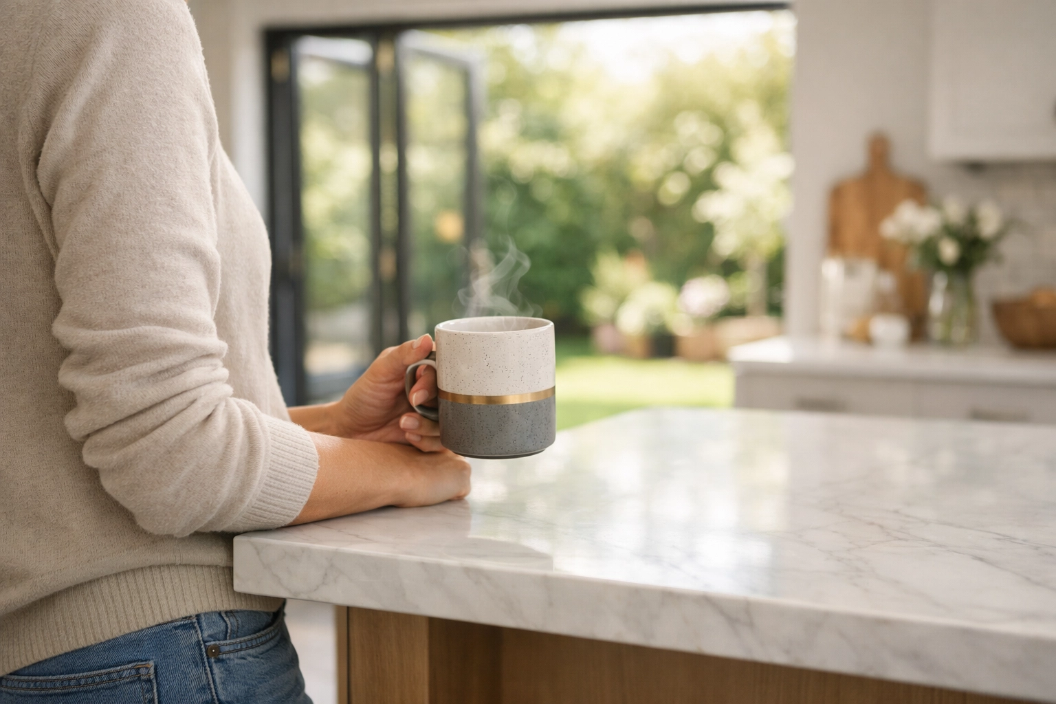 Modern kitchen in a Woking home after successful remortgage advice from AJMS.