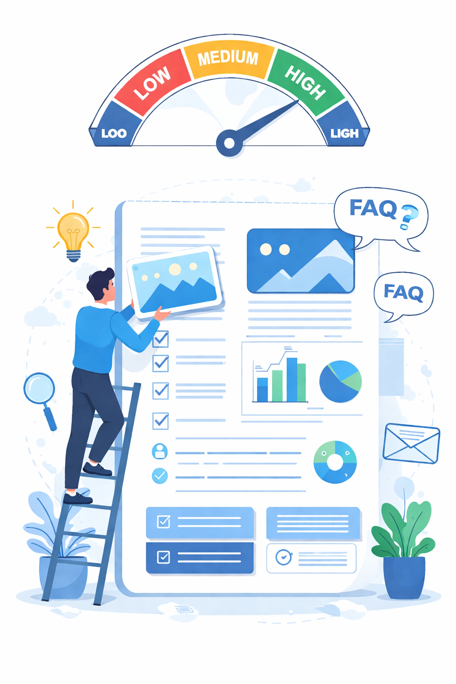 Illustration of improving content quality by expanding details and adding helpful sections